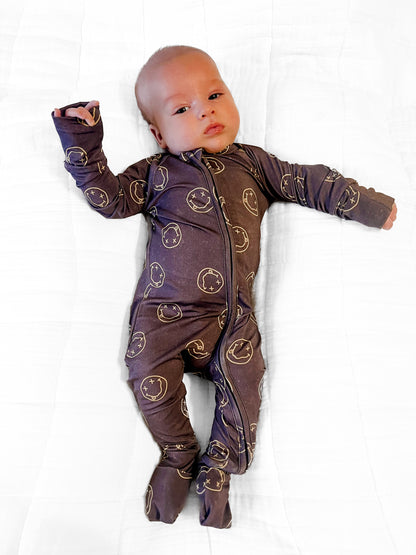 Distressed Smiley | Bamboo Romper